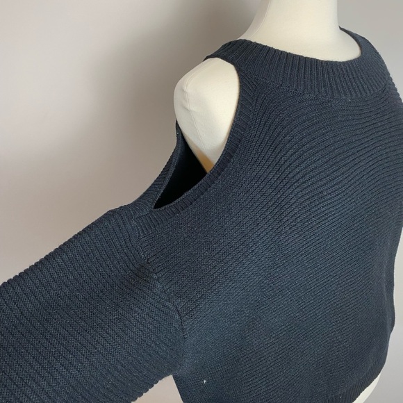 NWTs Boutique Royal & Reese Cold Shoulder Sweater Refined Knitwear- Black - Picture 4 of 11